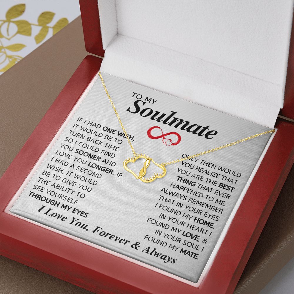 To My Soulmate - 10K Solid Gold Pendant Necklace with 18 Pave Set Diamonds