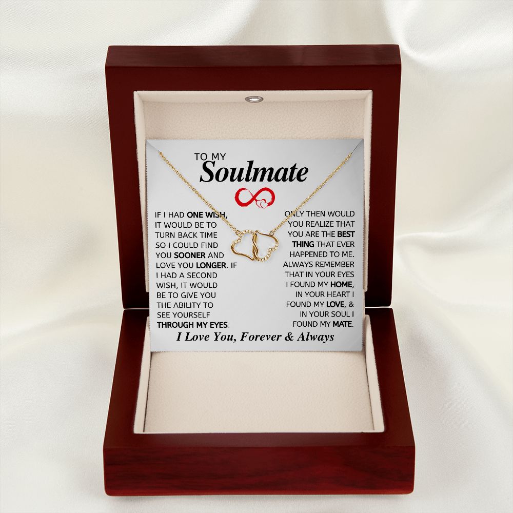 To My Soulmate - 10K Solid Gold Pendant Necklace with 18 Pave Set Diamonds