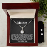 (Limited Time Offer) Gift for Mother from Son - 14K White Gold Finish Jewelry Set